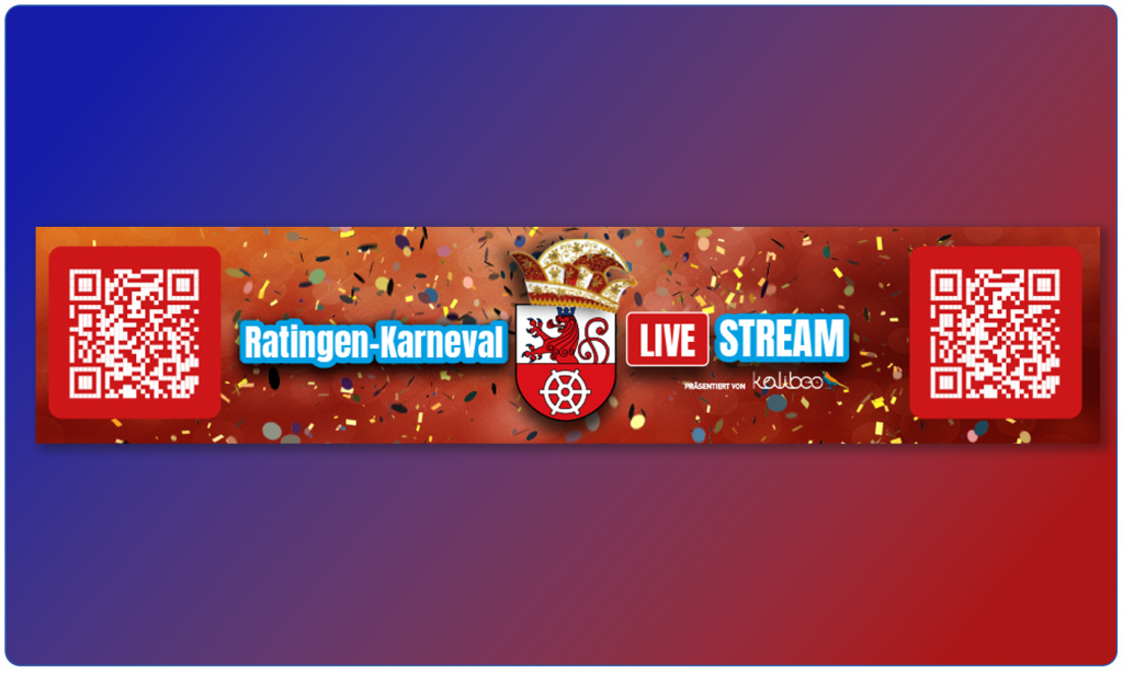 Banner zum Karnevallivestream 2026 in Ratingen