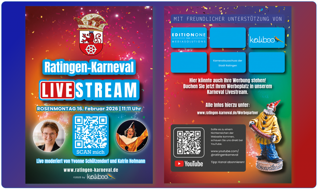Flyer zum Karnevallivestream in Ratingen